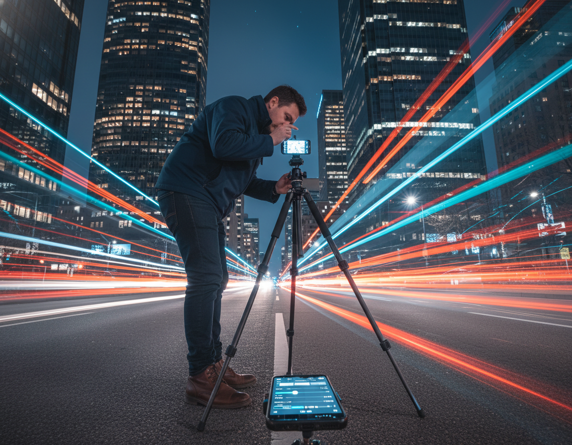 manual exposure control night traffic smartphone photography