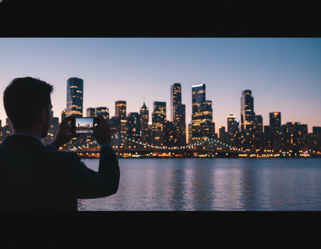 Achieving precise focus on distant city lights when shooting with a mobile device