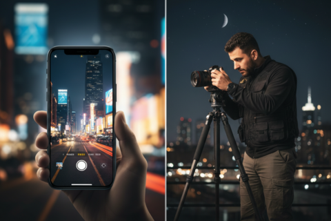 smartphone night mode vs mirrorless night photography