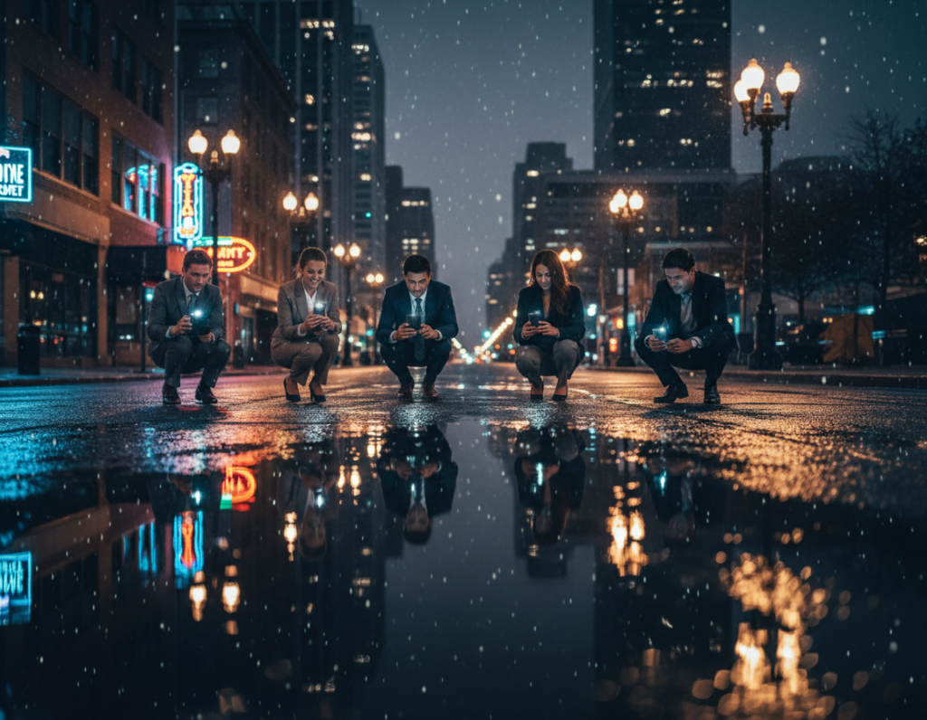 Creating dramatic city reflections on wet asphalt after rain using smartphone cameras